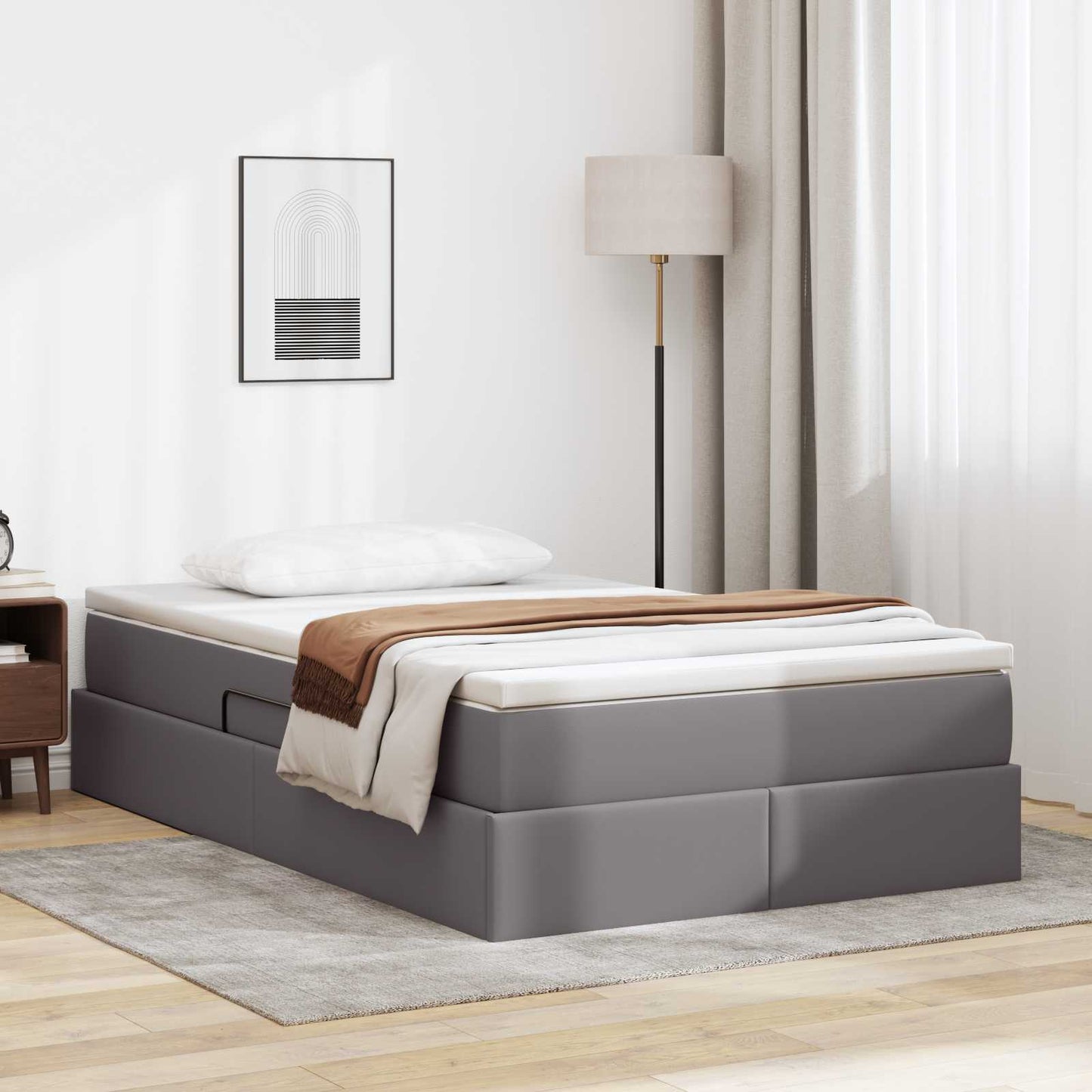 Letto con contenitore e materasso Grigio 120 x 190 cm