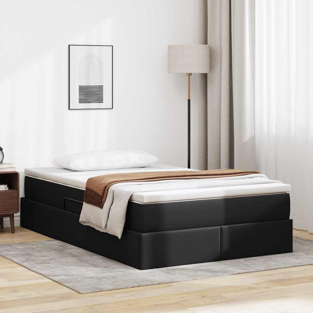 Letto con contenitore e materasso Nero 120 x 200 cm