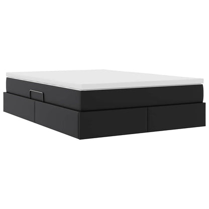 Letto con contenitore e materasso Nero 140 x 190 cm