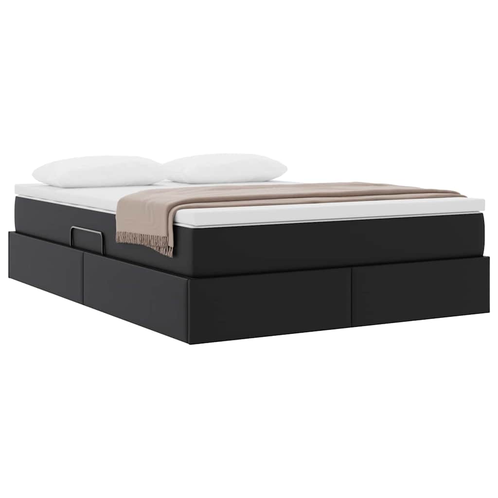 Letto con contenitore e materasso Nero 140 x 190 cm