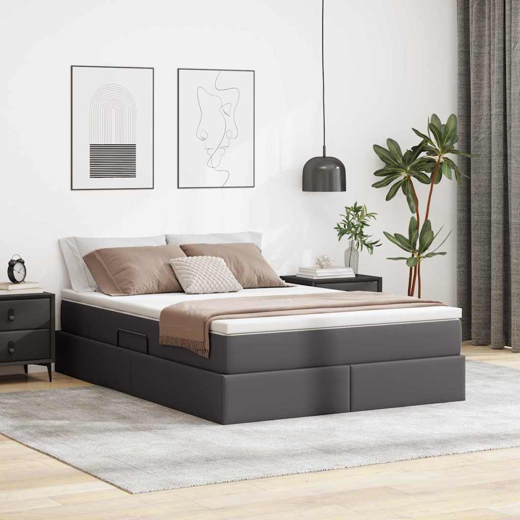 Letto con contenitore e materasso Grigio 140 x 190 cm