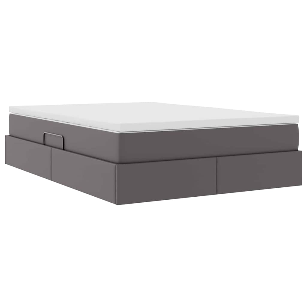 Letto con contenitore e materasso Grigio 140 x 190 cm