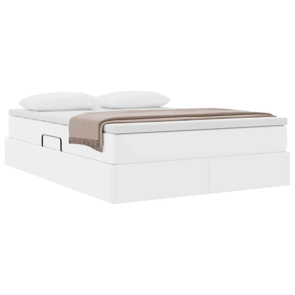 Letto con contenitore e materasso Bianco 140 x 200 cm