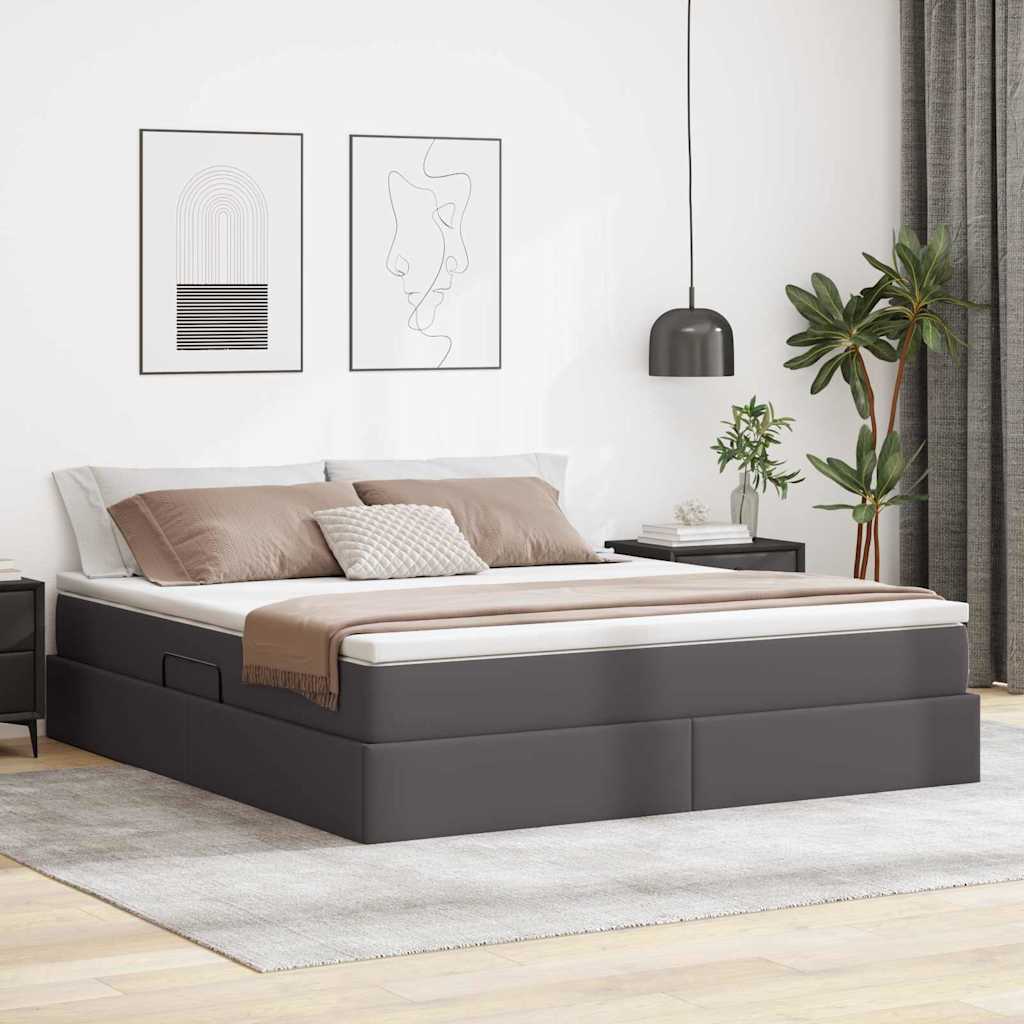 Letto con contenitore e materasso Grigio 160 x 200 cm