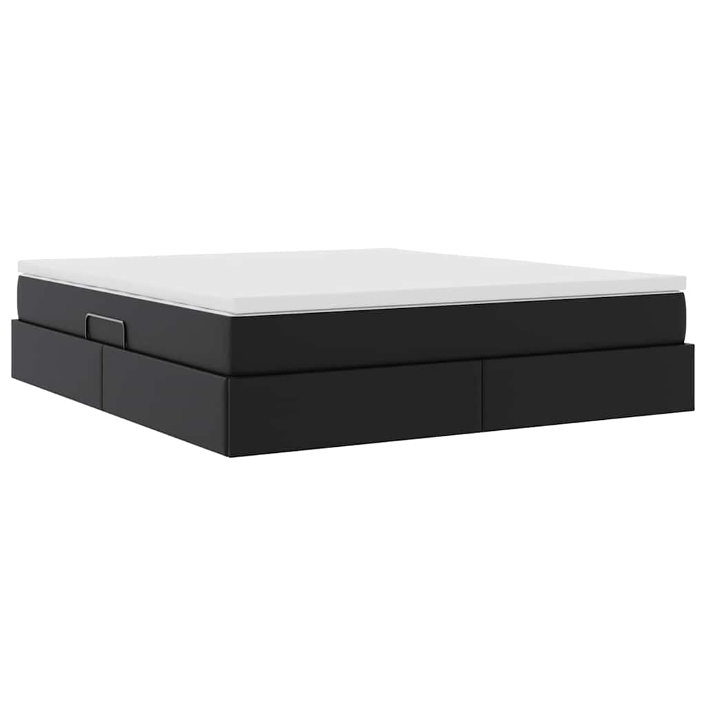Letto con contenitore e materasso Nero 180 x 200 cm