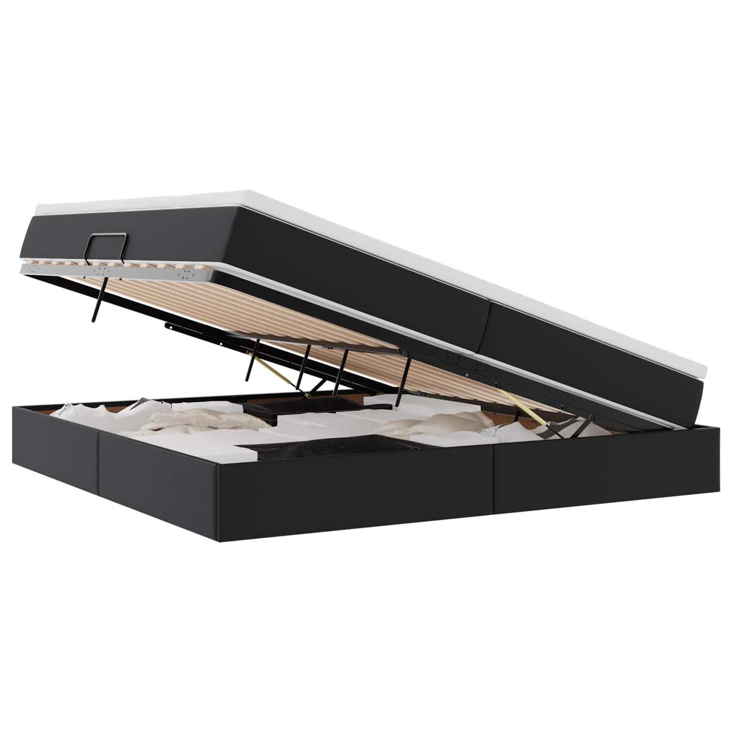 Letto con contenitore e materasso Nero 200 x 200 cm