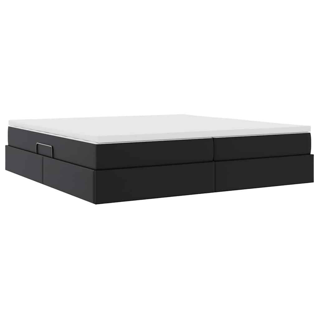 Letto con contenitore e materasso Nero 200 x 200 cm