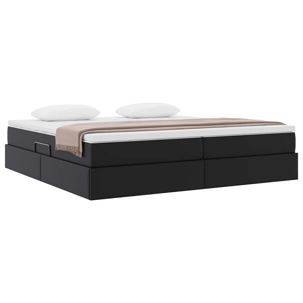 Letto con contenitore e materasso Nero 200 x 200 cm