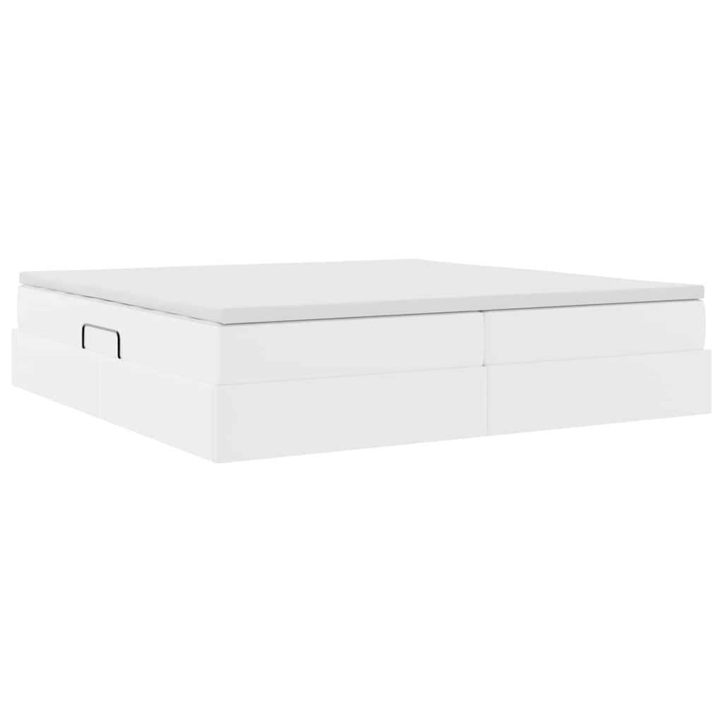 Letto con contenitore e materasso Bianco 200 x 200 cm