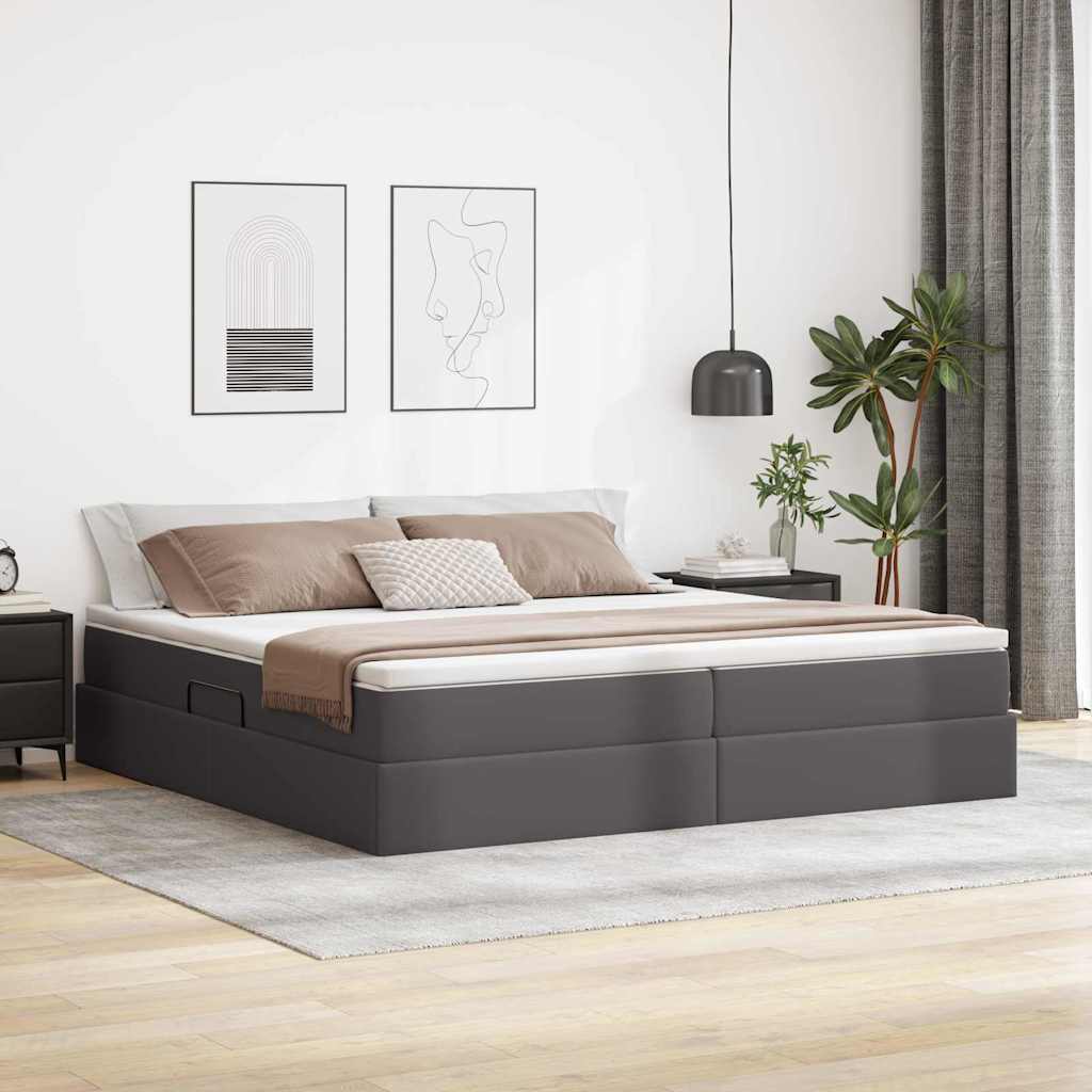 Letto con contenitore e materasso Grigio 200 x 200 cm