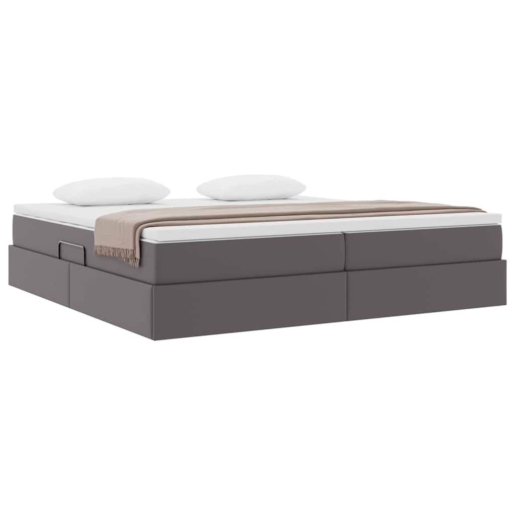 Letto con contenitore e materasso Grigio 200 x 200 cm