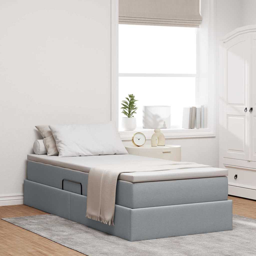 Letto con contenitore e materasso Grigio chiaro 90 x 190 cm