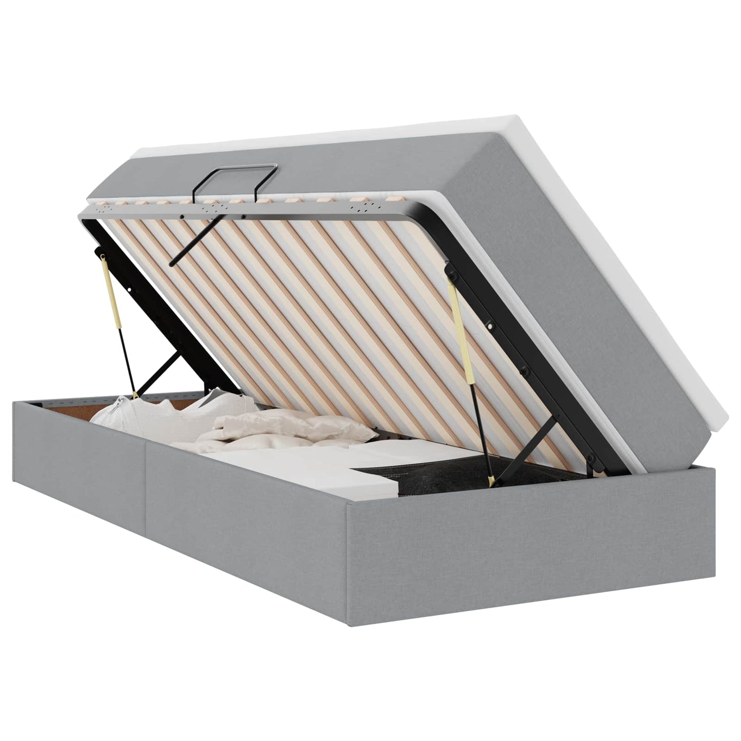 Letto con contenitore e materasso Grigio chiaro 90 x 190 cm