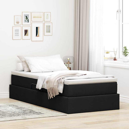 Letto con contenitore e materasso Nero 90 x 190 cm Poliestere