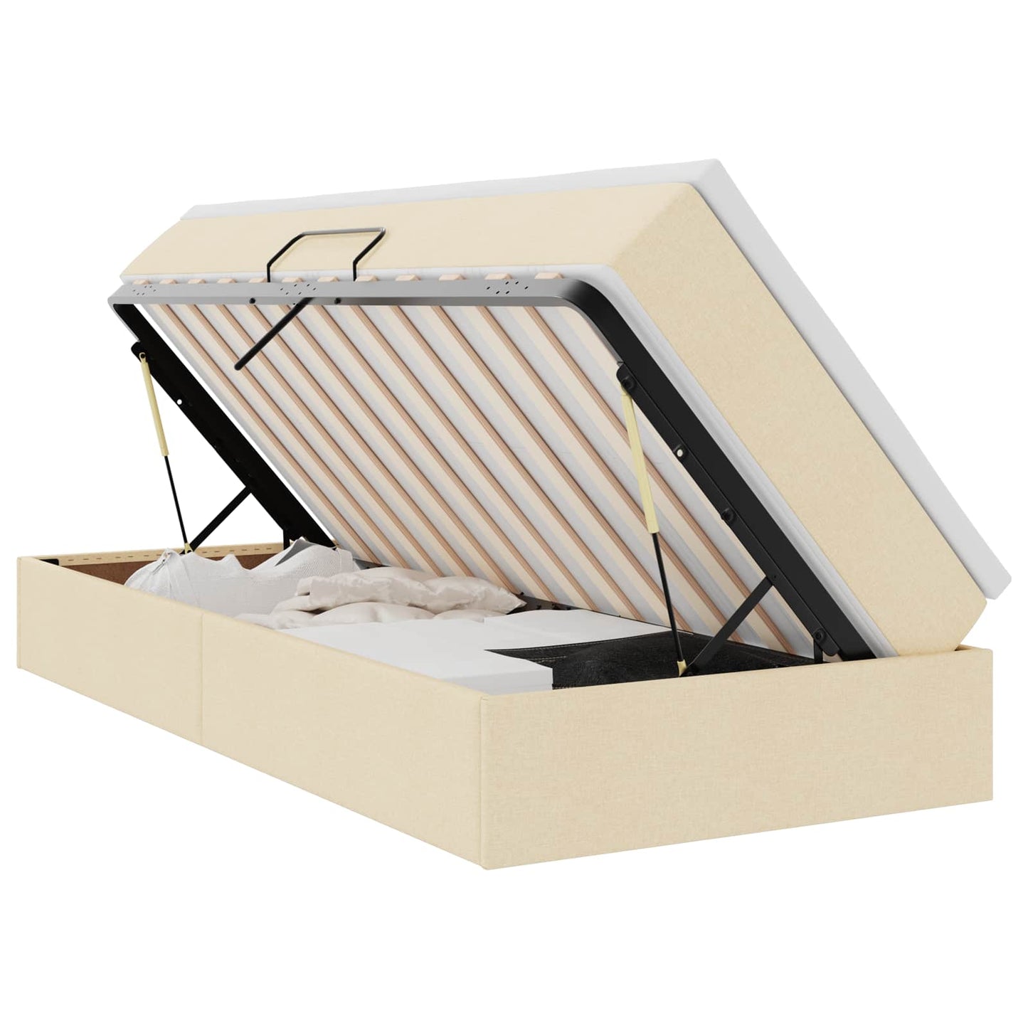 Letto con contenitore e materasso Crema 90 x 190 cm Poliestere