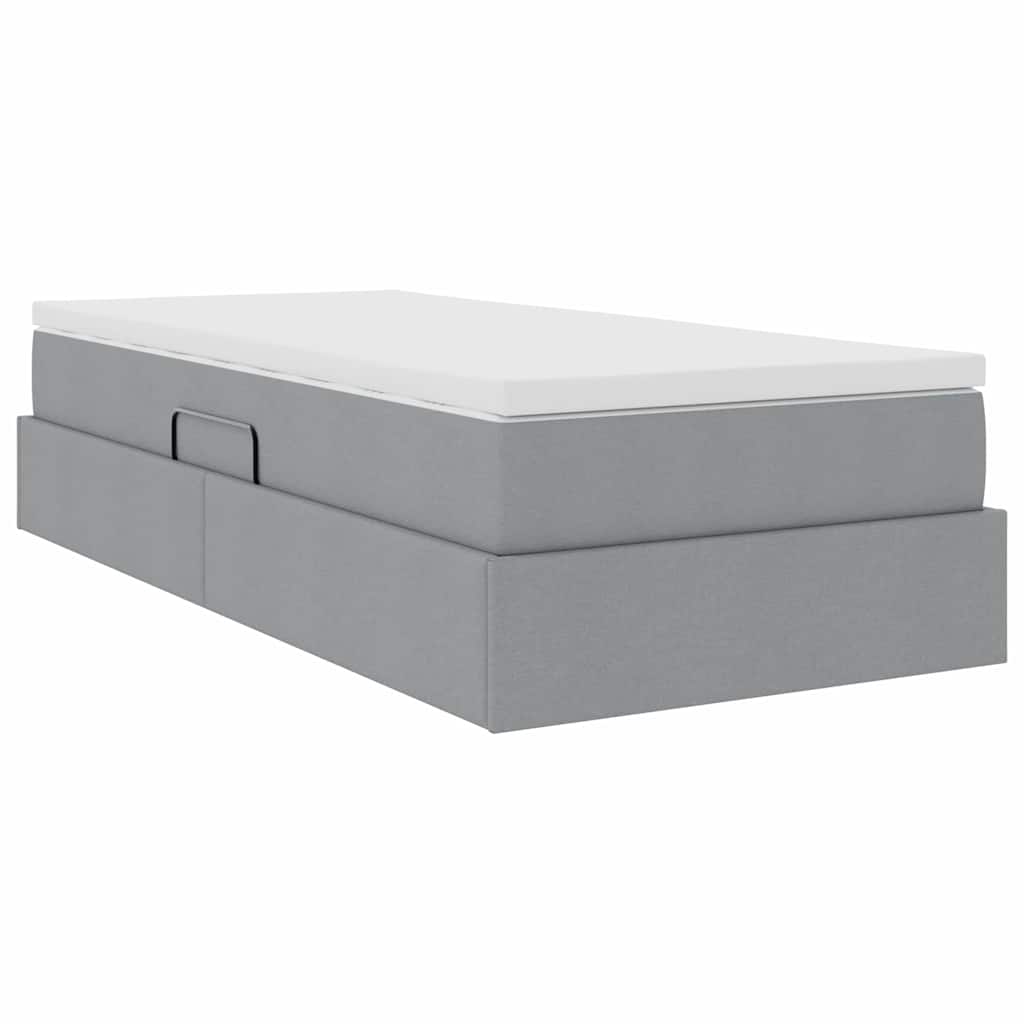 Letto con contenitore e materasso Grigio chiaro 90 x 200 cm