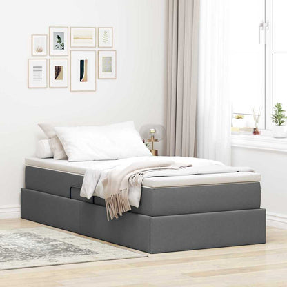 Letto con contenitore e materasso Grigio scuro 100 x 200 cm