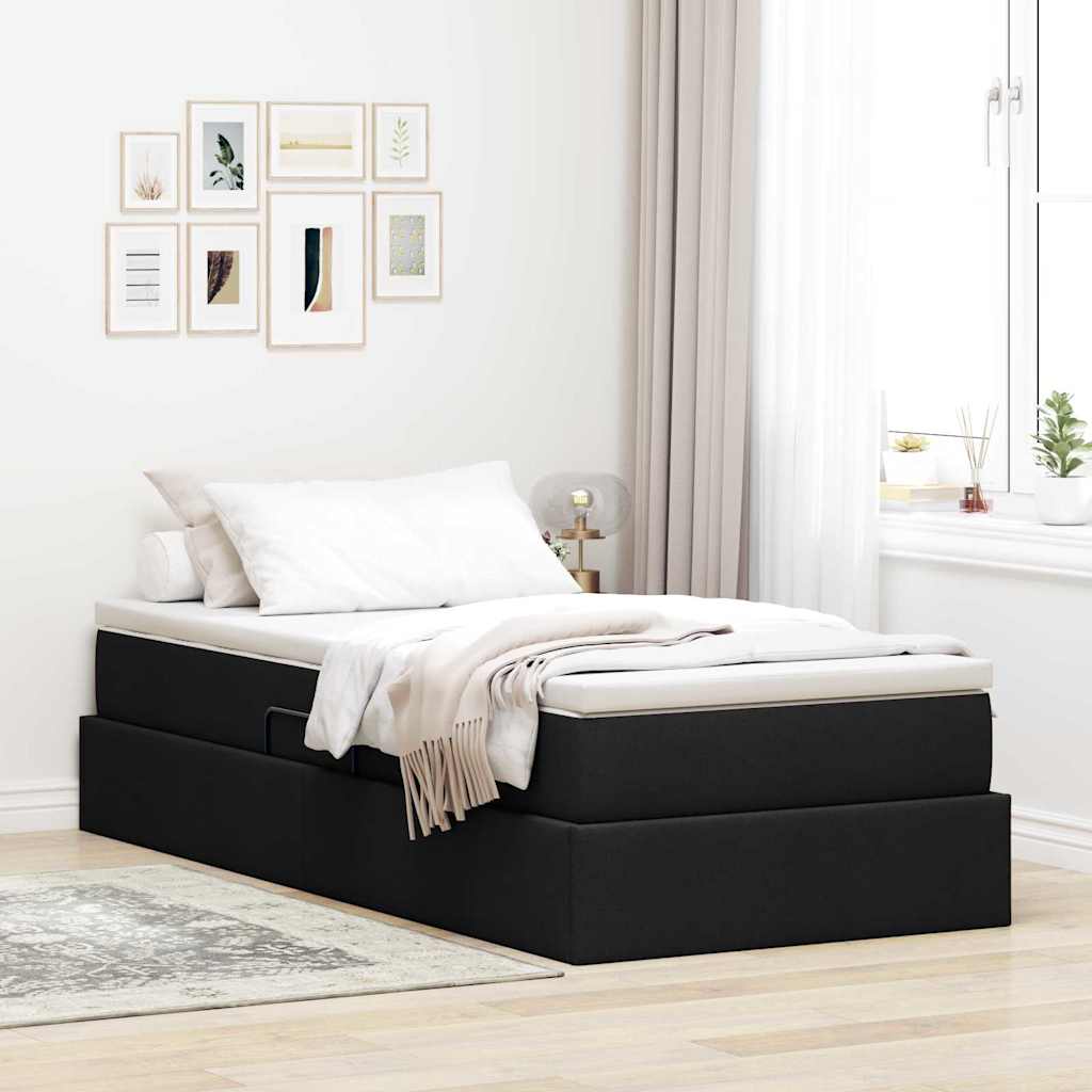 Letto con contenitore e materasso Nero 100 x 200 cm Poliestere