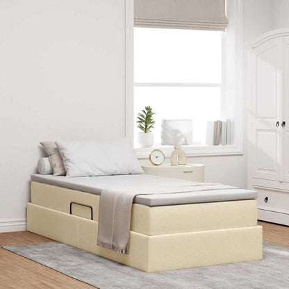 Letto con contenitore e materasso Crema 100 x 200 cm Poliestere