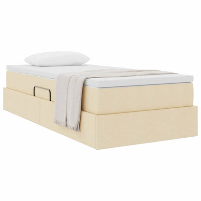 Letto con contenitore e materasso Crema 100 x 200 cm Poliestere