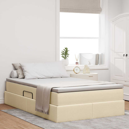 Letto con contenitore e materasso Crema 120 x 190 cm Poliestere