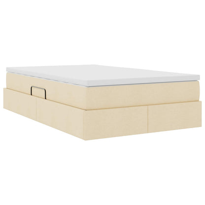 Letto con contenitore e materasso Crema 120 x 190 cm Poliestere
