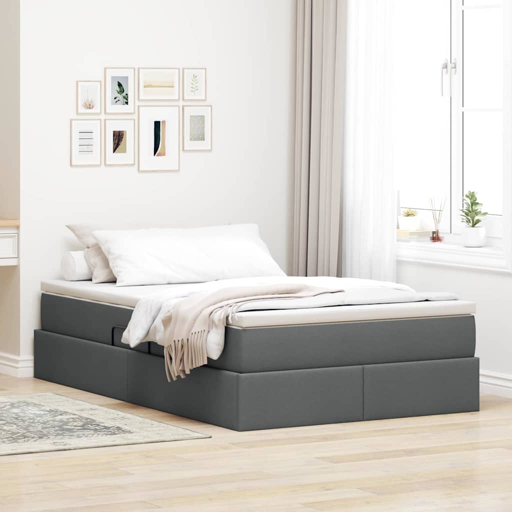 Letto con contenitore e materasso Grigio scuro 120 x 200 cm
