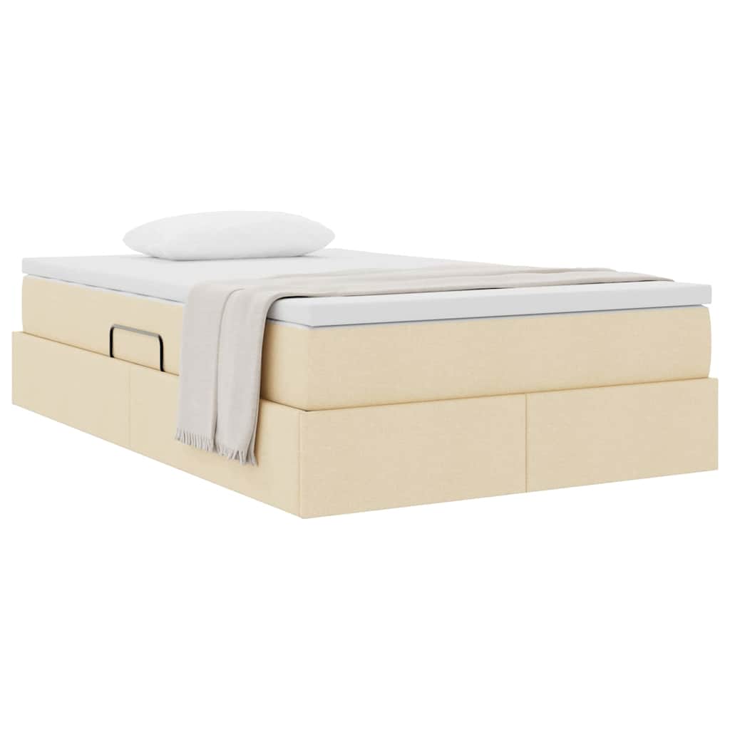 Letto con contenitore e materasso Crema 120 x 200 cm Poliestere