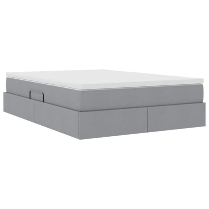 Letto con contenitore e materasso Grigio chiaro 140 x 190 cm