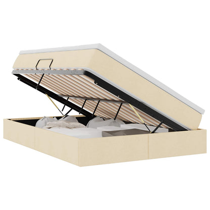Letto con contenitore e materasso Crema 140 x 190 cm Poliestere