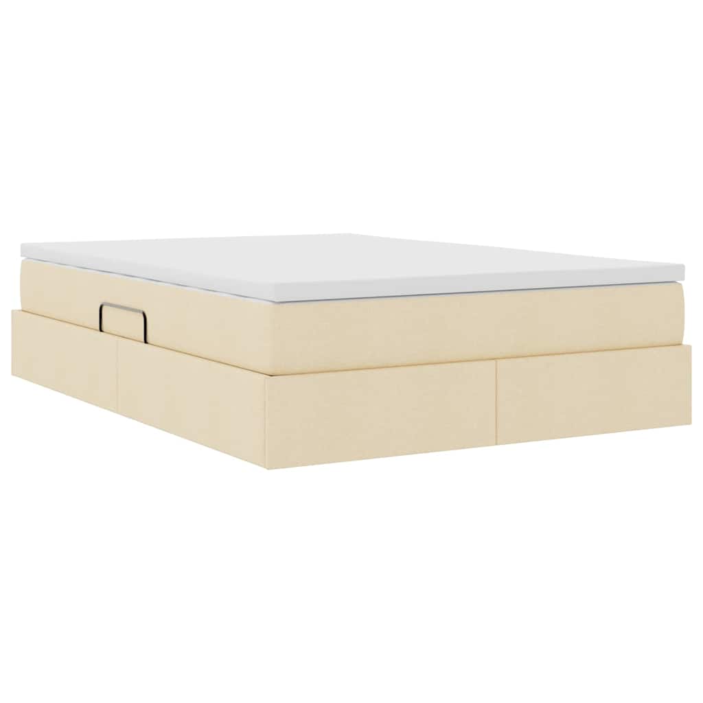 Letto con contenitore e materasso Crema 140 x 190 cm Poliestere