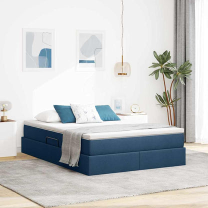 Letto con contenitore e materasso Blu 140 x 190 cm Poliestere
