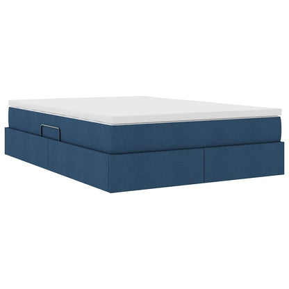 Letto con contenitore e materasso Blu 140 x 190 cm Poliestere