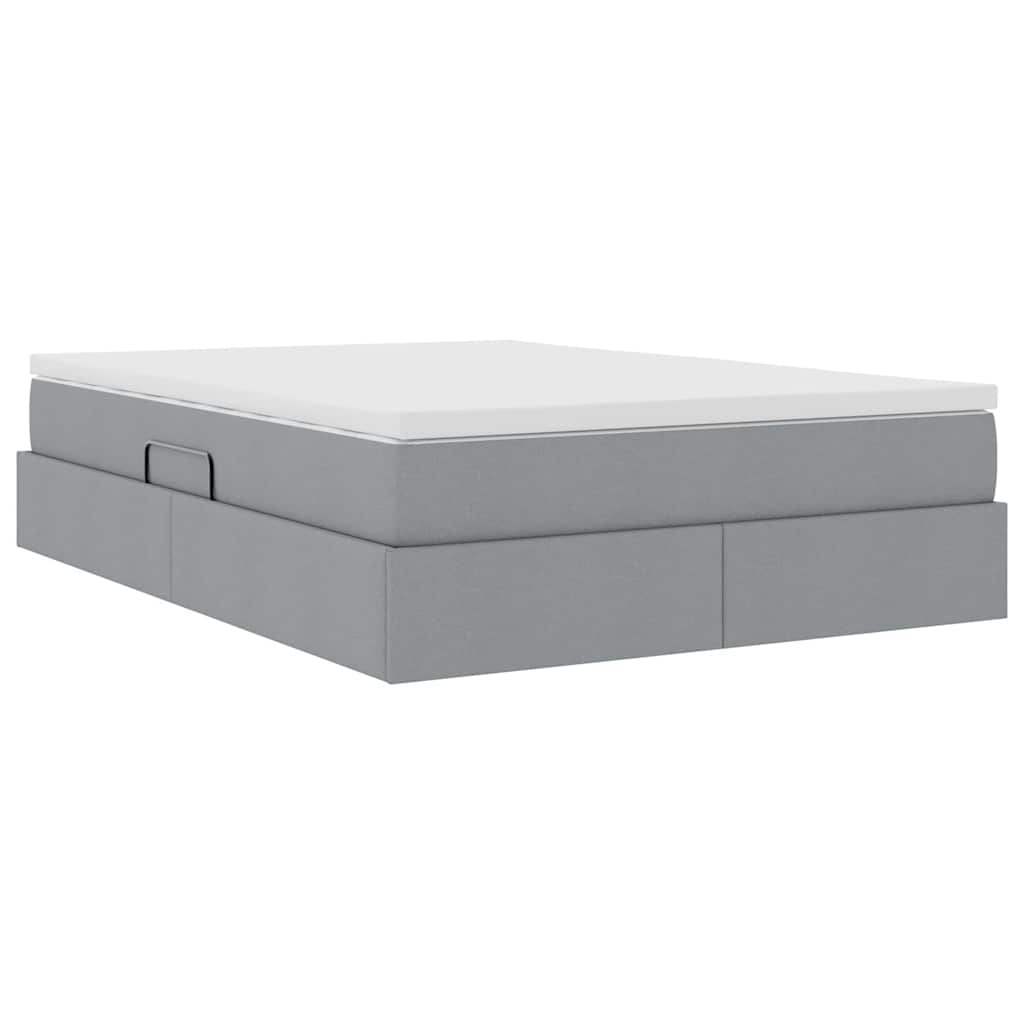 Letto con contenitore e materasso Grigio chiaro 140 x 200 cm