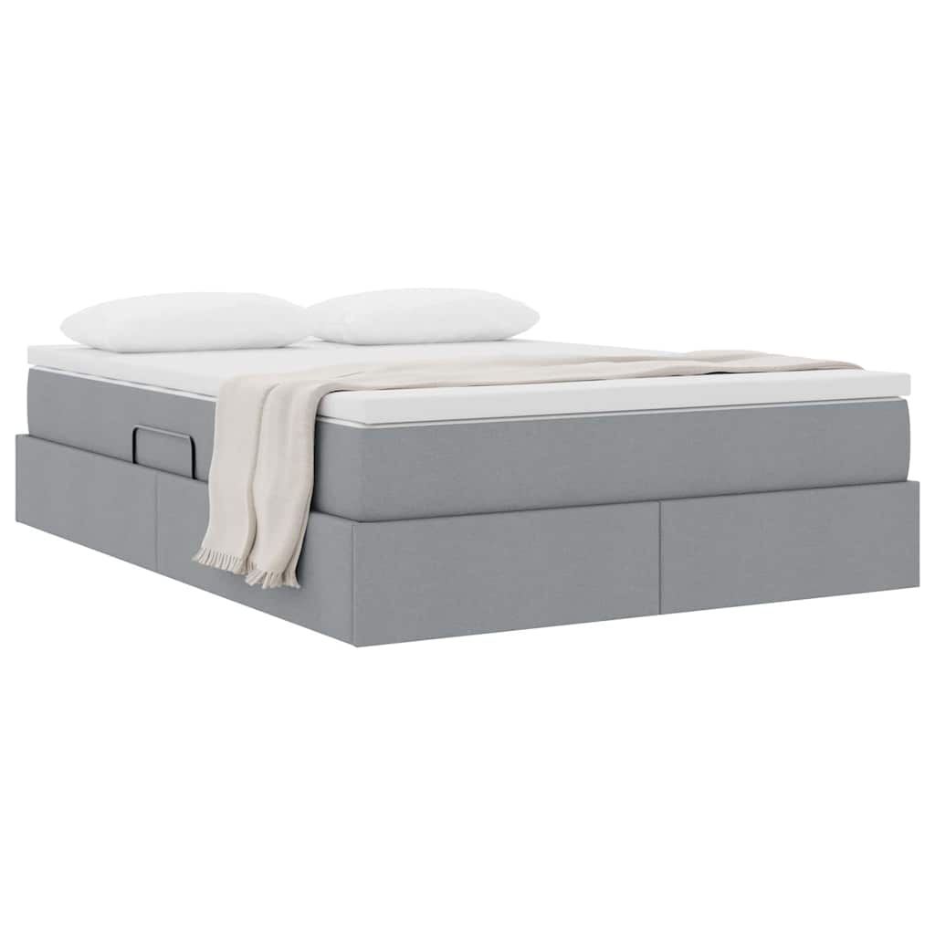 Letto con contenitore e materasso Grigio chiaro 140 x 200 cm