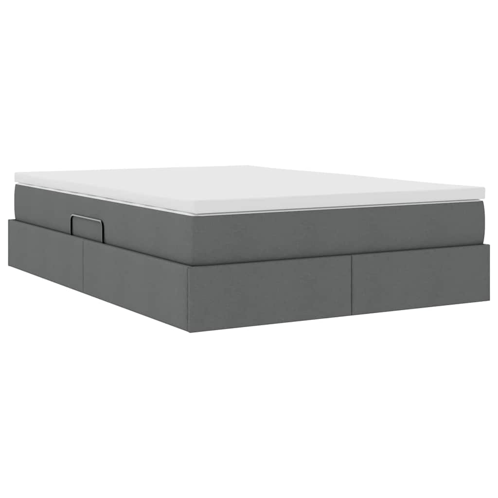 Letto con contenitore e materasso Grigio scuro 140 x 200 cm
