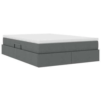 Letto con contenitore e materasso Grigio scuro 140 x 200 cm