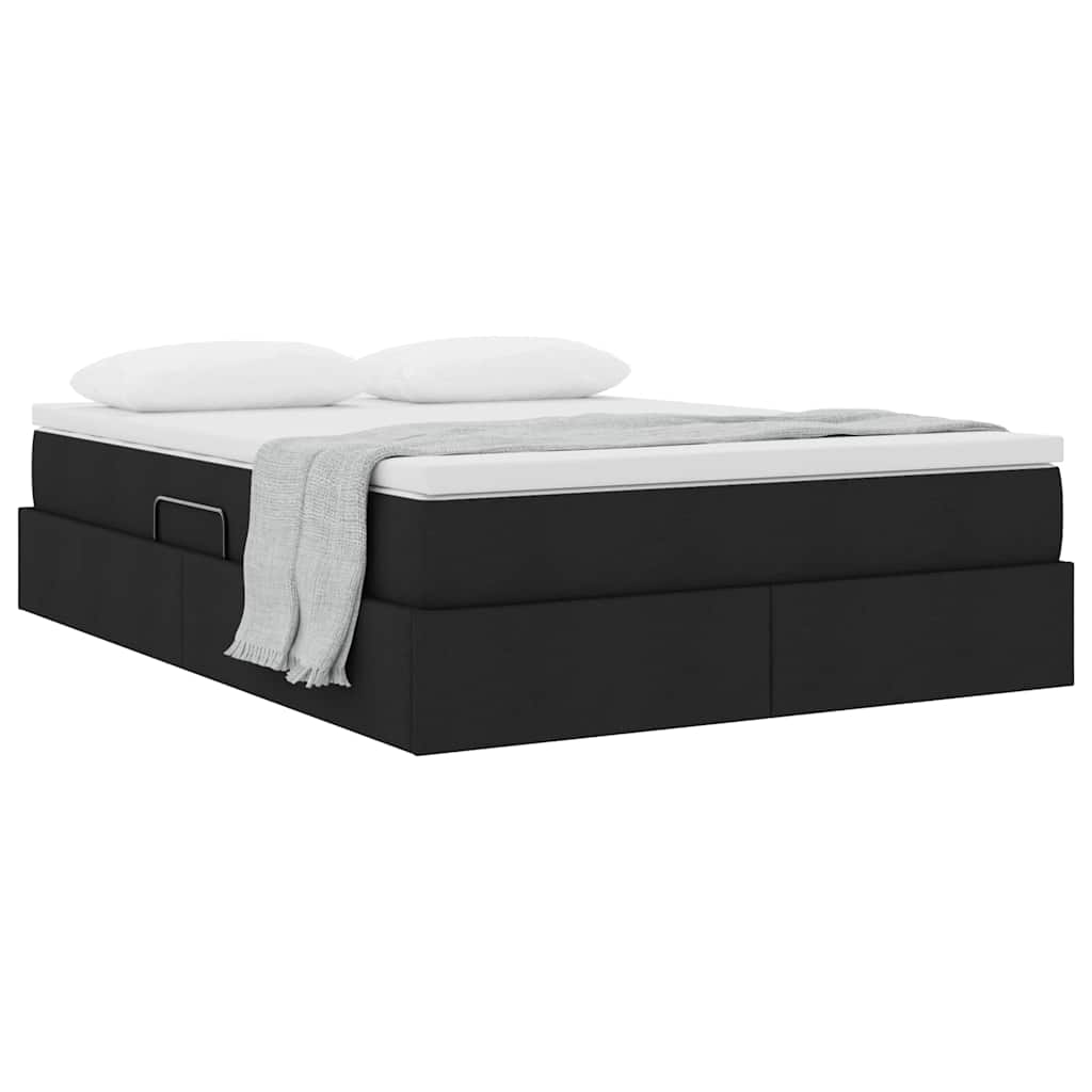 Letto con contenitore e materasso Nero 140 x 200 cm Poliestere
