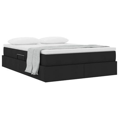 Letto con contenitore e materasso Nero 140 x 200 cm Poliestere