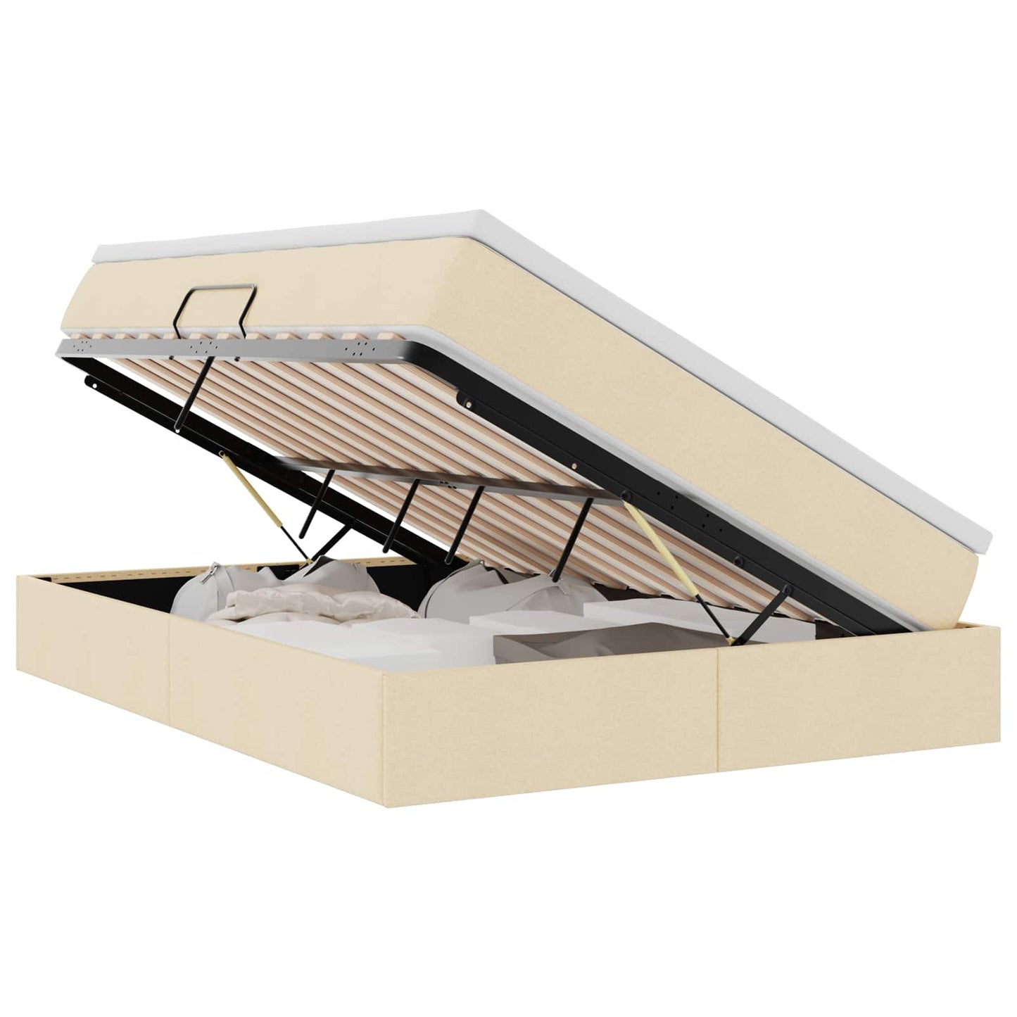 Letto con contenitore e materasso Crema 140 x 200 cm Poliestere