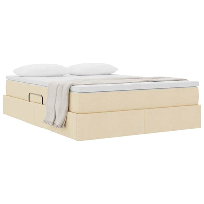 Letto con contenitore e materasso Crema 140 x 200 cm Poliestere