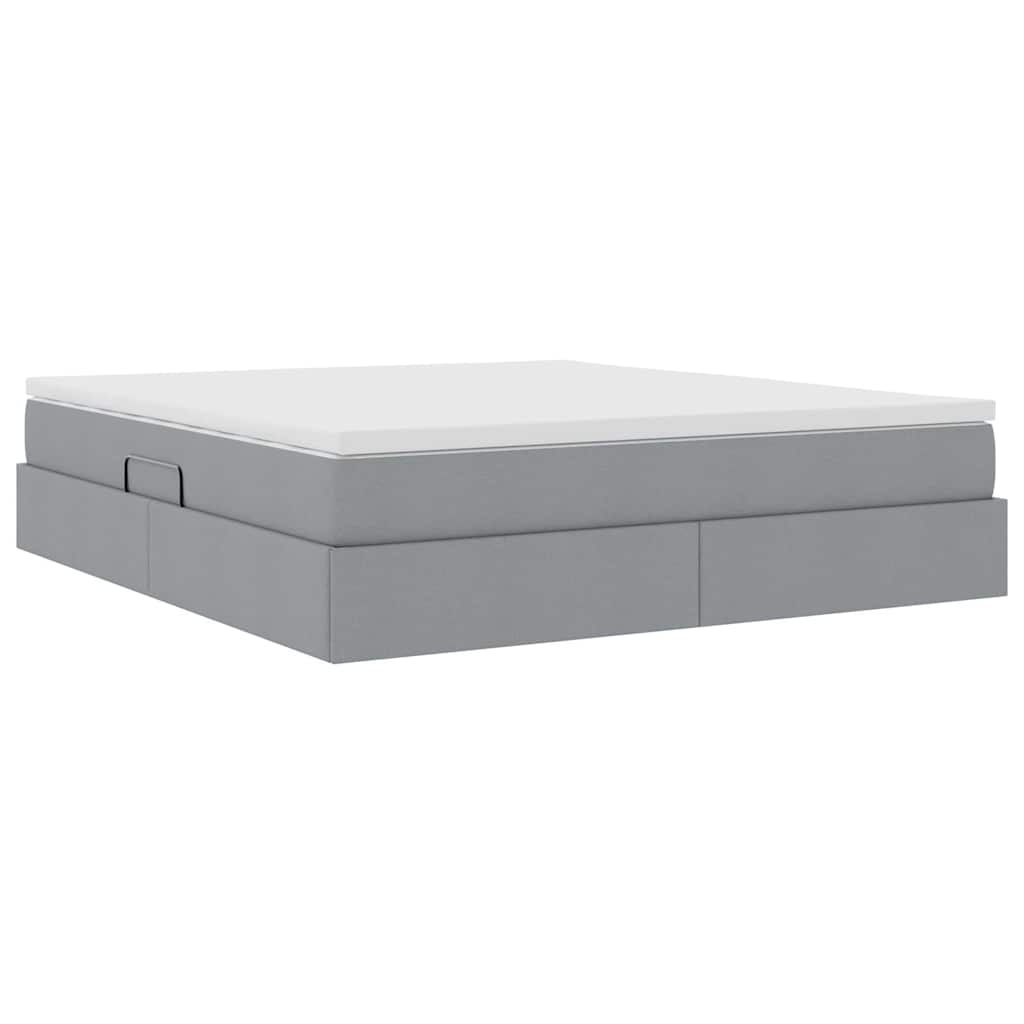 Letto con contenitore e materasso Grigio chiaro 160 x 200 cm