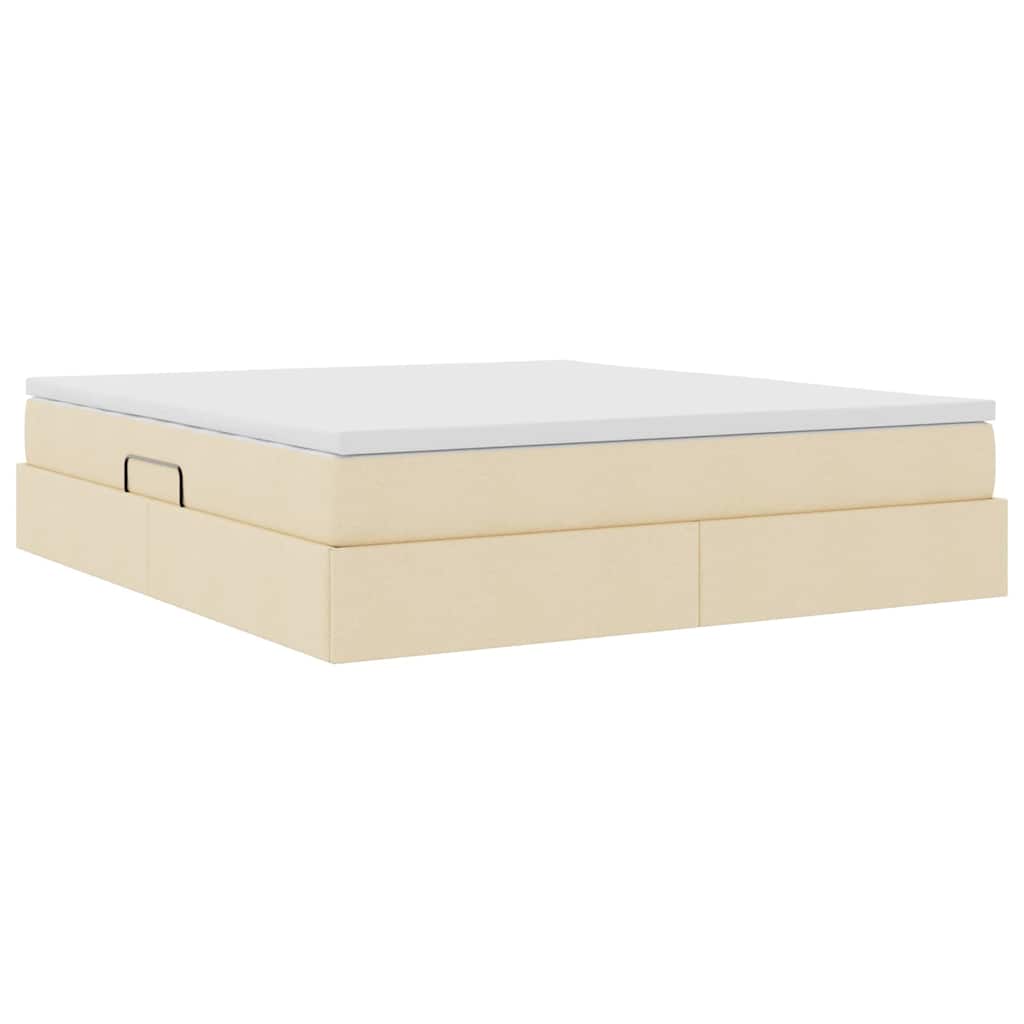 Letto con contenitore e materasso Crema 160 x 200 cm Poliestere