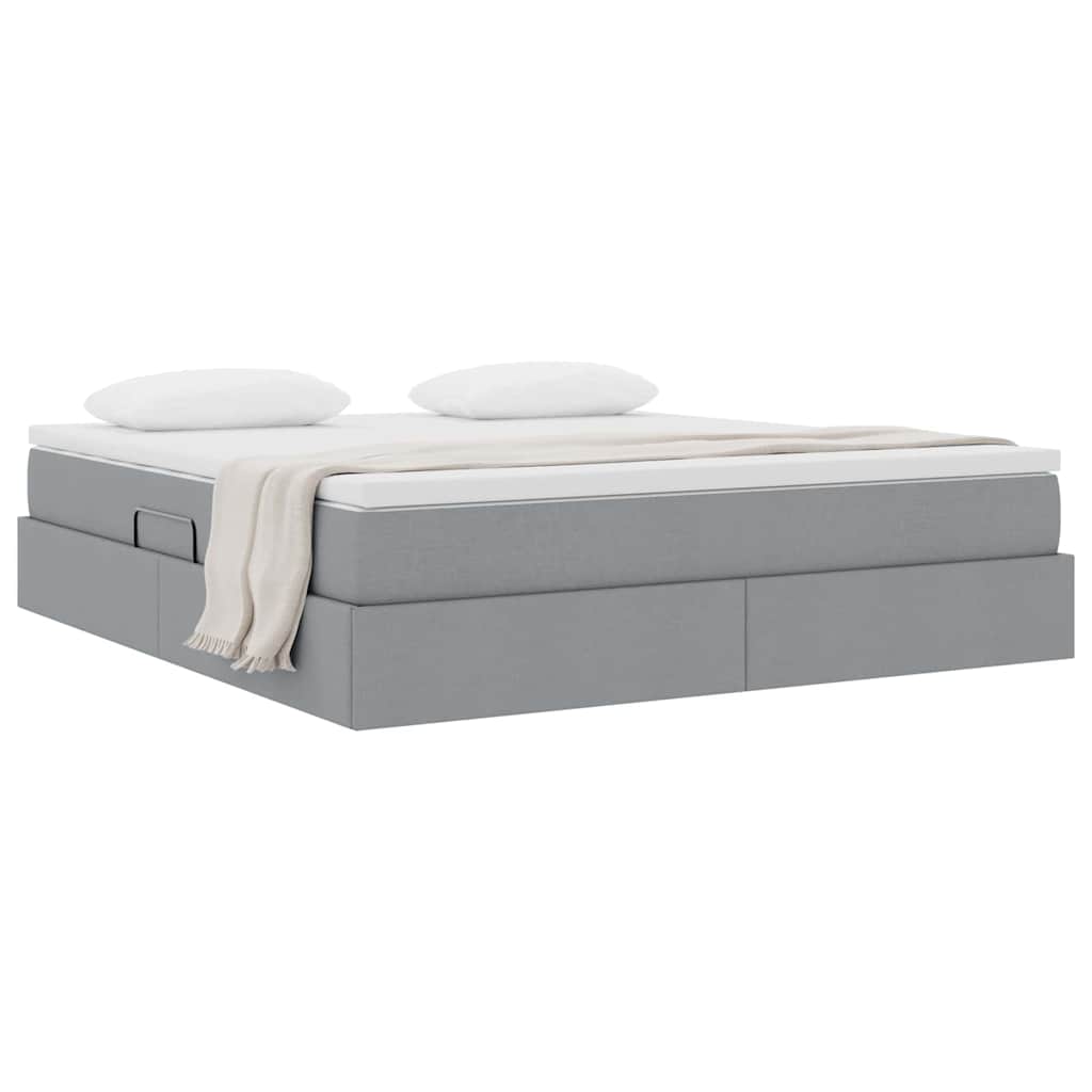 Letto con contenitore e materasso Grigio chiaro 180 x 200 cm