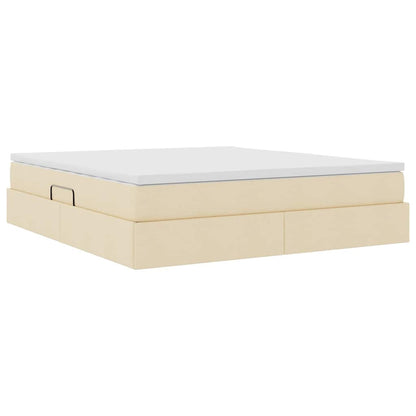 Letto con contenitore e materasso Crema 180 x 200 cm Poliestere