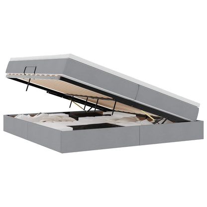 Letto con contenitore e materasso Grigio chiaro 200 x 200 cm