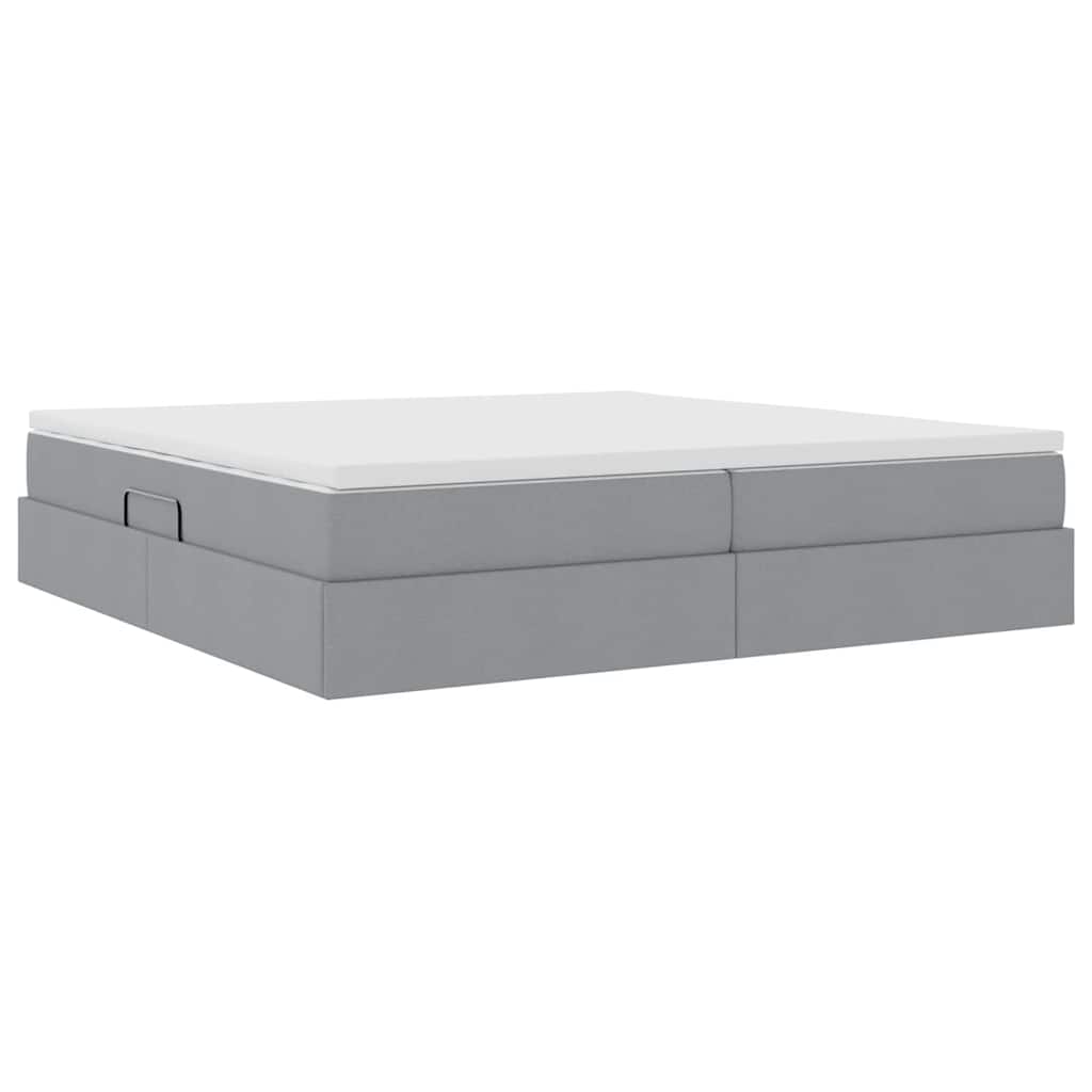 Letto con contenitore e materasso Grigio chiaro 200 x 200 cm
