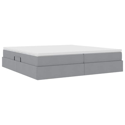 Letto con contenitore e materasso Grigio chiaro 200 x 200 cm