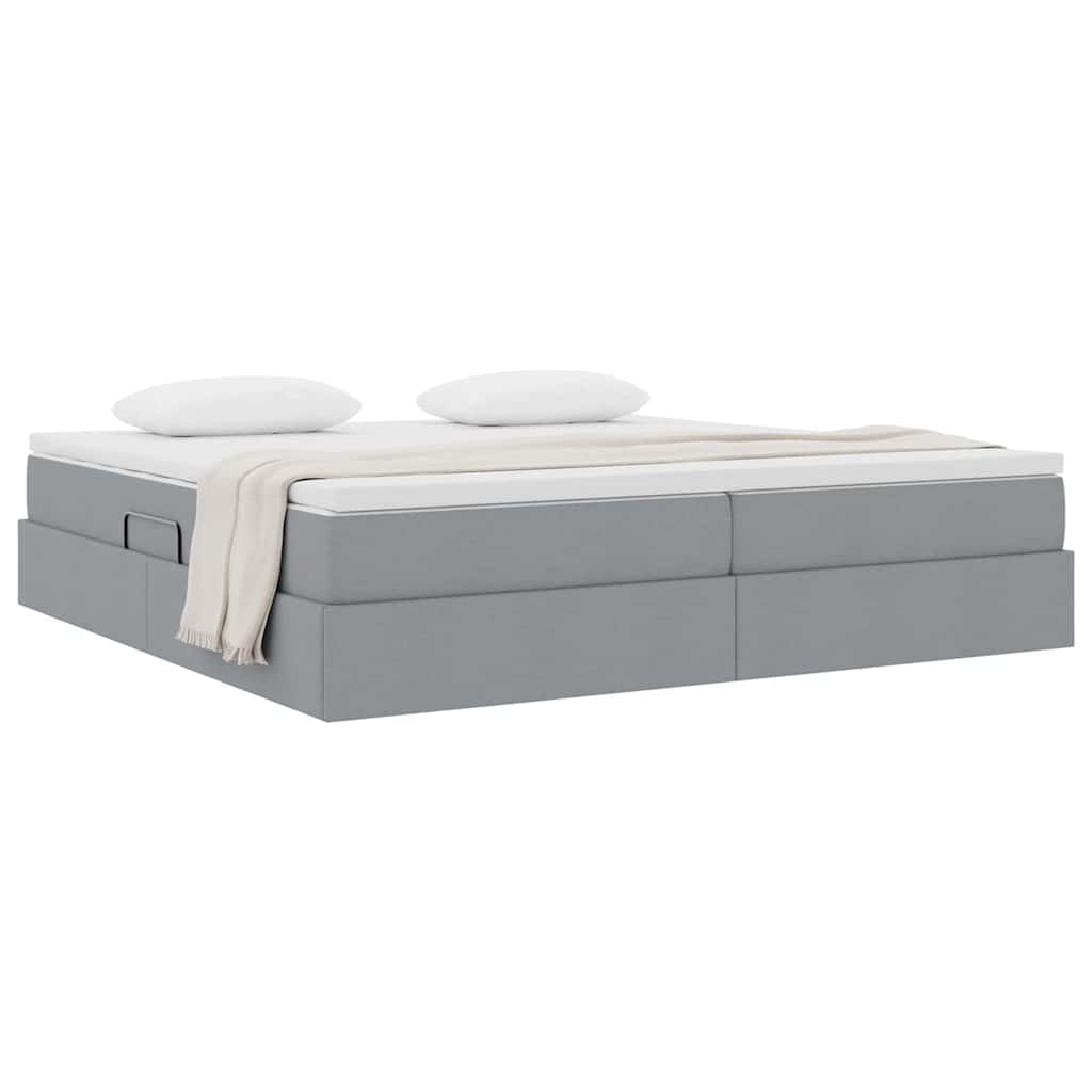 Letto con contenitore e materasso Grigio chiaro 200 x 200 cm