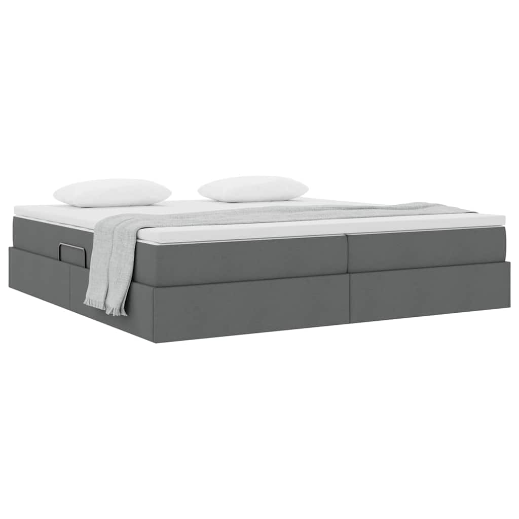 Letto con contenitore e materasso Grigio scuro 200 x 200 cm